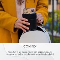 Coninx Yoghurtbeker To Go - Muesli Beker To Go - Lunchbeker - Mueslibeker 640ml (450ml+190ml) - Zwart -Dagelijkse Benodigdheden Verkoop 1200x1200 1421