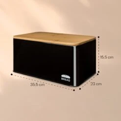 Klarstein Granrosi Oklahoma Broodtrommel - 35,5 X 15,5 X 23 Cm - Brooddoos Met Snijplank - Metaal & Bamboe -Dagelijkse Benodigdheden Verkoop 1200x1200 1435