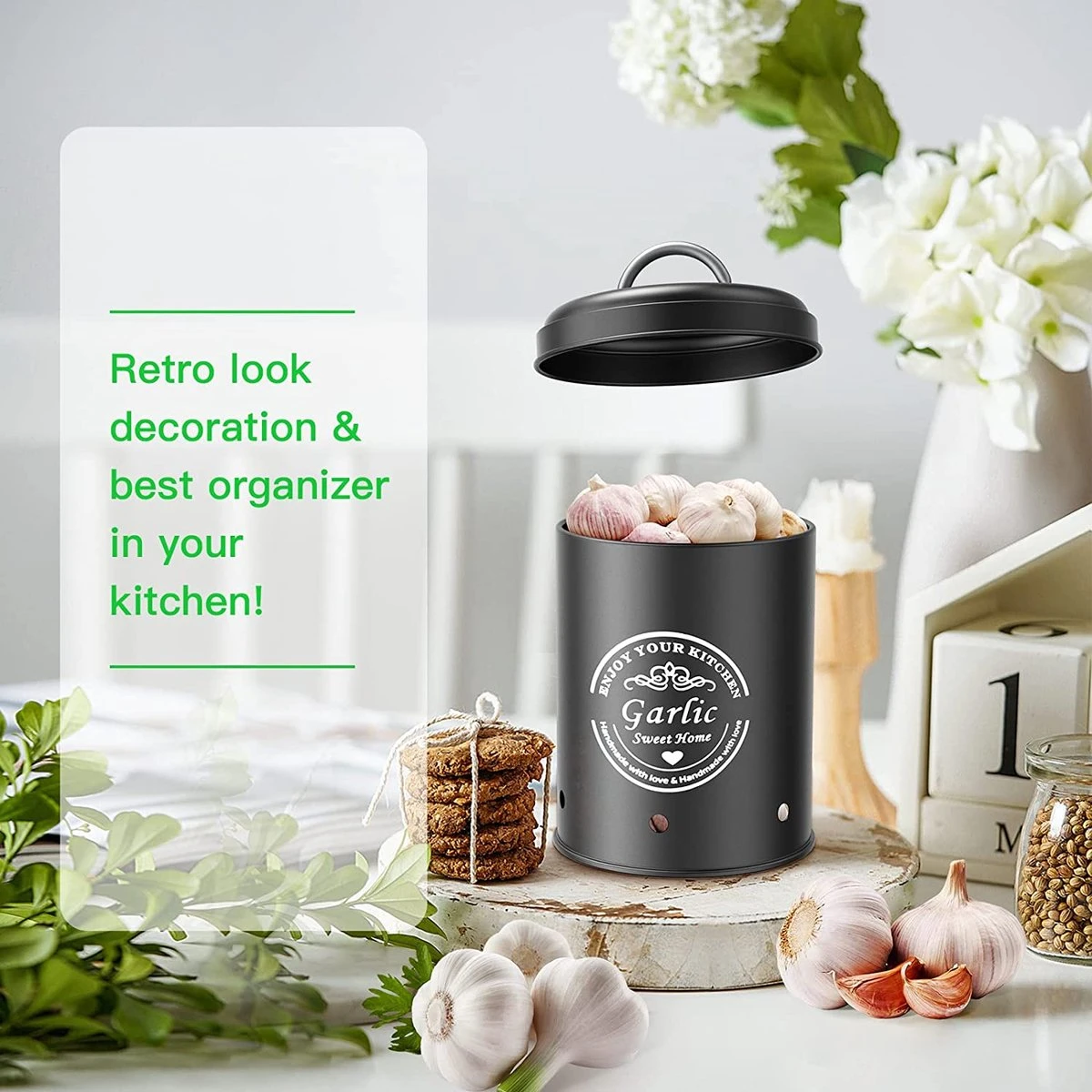 Professionele Bewaardozen - Set Van 3 - Voor Aardappels, Uien En Knoflook - Retro Design - Voorraadcontainer Van Metaal - Keukenopslag - Groentes Bewaren Voor Lange Tijd - Perfect Cadeau Voor In De Keuken 4 Professionele Bewaardozen - Set Van 3 - Voor Aardappels, Uien En Knoflook - Retro Design - Voorraadcontainer Van Metaal - Keukenopslag - Groentes Bewaren Voor Lange Tijd - Perfect Cadeau Voor In De Keuken - Afbeelding 4