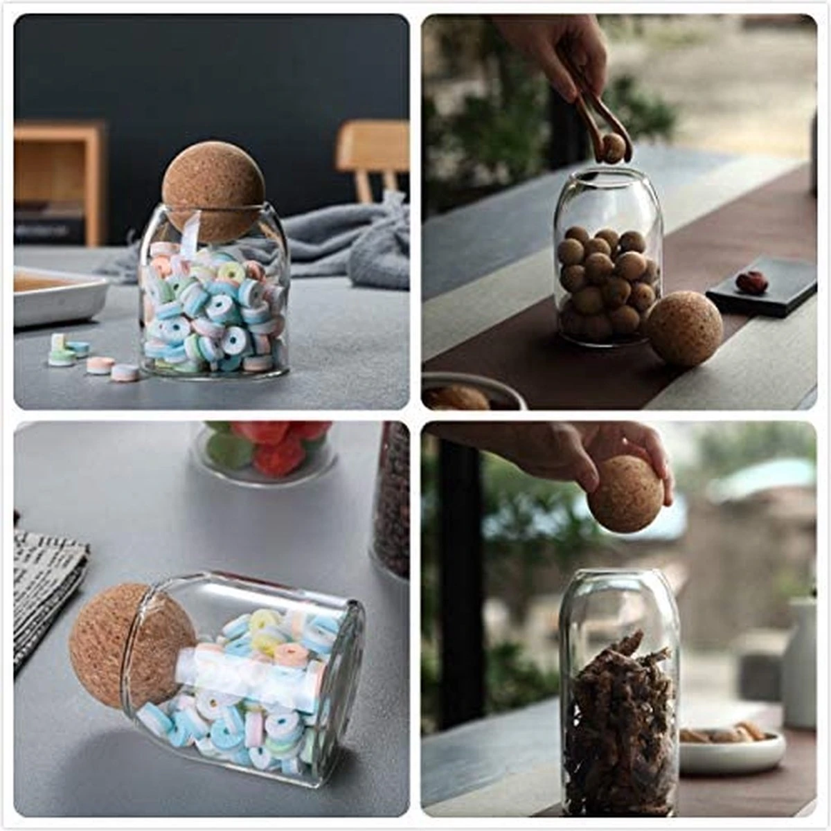Igoods Helderglazen - Voorraadpot Met Kurkbal - Thee- En Koffiebus Met Bolvormig Houten Deksel - Voedselblikken - Keukenopslag - Opslagpotten 8 Igoods Helderglazen - Voorraadpot Met Kurkbal - Thee- En Koffiebus Met Bolvormig Houten Deksel - Voedselblikken - Keukenopslag - Opslagpotten - Afbeelding 8
