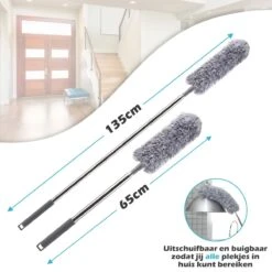 JUST23 Plumeau Uitschuifbaar Met Telescoopsteel – 60 Tot 140 Cm – Ragebol – Stoffer – Duster – Grijs – Incl. Microfiber Doek -Dagelijkse Benodigdheden Verkoop 1200x1200 1501