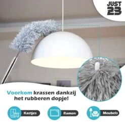 JUST23 Plumeau Uitschuifbaar Met Telescoopsteel – 60 Tot 140 Cm – Ragebol – Stoffer – Duster – Grijs – Incl. Microfiber Doek -Dagelijkse Benodigdheden Verkoop 1200x1200 1502