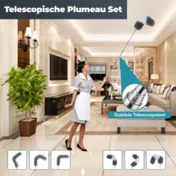 Novabeau® - Telescopische Plumeau – Plumeau Met Telescoopsteel – Ragebol – Uitschuifbaar – Grijs – 3-delige Set -Dagelijkse Benodigdheden Verkoop 1200x1200 1550