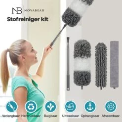 Novabeau® - Telescopische Plumeau – Plumeau Met Telescoopsteel – Ragebol – Uitschuifbaar – Grijs – 3-delige Set -Dagelijkse Benodigdheden Verkoop 1200x1200 1551