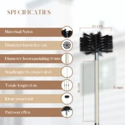 Waay Lifestyle Schoorsteenveegset - Schoorsteenborstel 6 Meter - Schoorsteenreiniger - Schrobborstels - Schoorsteenveger - Flexibele Steel - Geschikt Voor Boormachine - Wit -Dagelijkse Benodigdheden Verkoop 1200x1200 1568