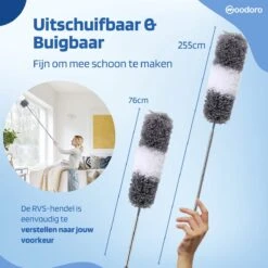 Woodoro Ragebol Uitschuifbaar Complete 9-Delige Set - Verstelbare Telescoopsteel - Plumeau - RVS - Zwart & Grijs -Dagelijkse Benodigdheden Verkoop 1200x1200 1579