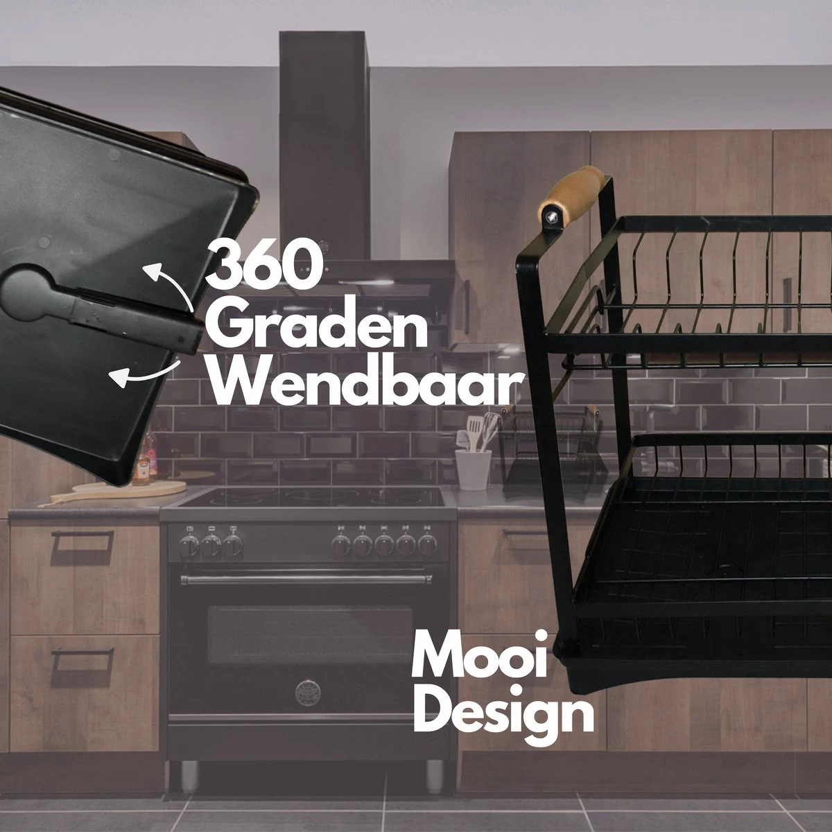 Afdruiprek - Zwart/ Met Flexibele Water Afvoer/ Borden, Pannen Bestek/ RVS/ Lichtgewicht/ Lekbak/ Luxe Uitvoering 5 Afdruiprek - Zwart/ Met Flexibele Water Afvoer/ Borden, Pannen Bestek/ RVS/ Lichtgewicht/ Lekbak/ Luxe Uitvoering - Afbeelding 5