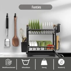 Afdruiprek - Zwart/ Met Flexibele Water Afvoer/ Borden, Pannen Bestek/ RVS/ Lichtgewicht/ Lekbak/ Luxe Uitvoering 11 Afdruiprek - Zwart/ Met Flexibele Water Afvoer/ Borden, Pannen Bestek/ RVS/ Lichtgewicht/ Lekbak/ Luxe Uitvoering -Dagelijkse Benodigdheden Verkoop 1200x1200 803
