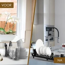 MIRI Afdruiprek – Afwasrek – Uitschuifbaar – Met Lekbak In Gootsteen – Afwas – Roestvrij Staal – Zwart -Dagelijkse Benodigdheden Verkoop 1200x1200 816
