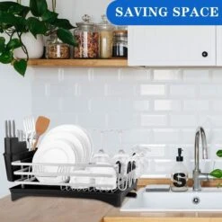 Doogo® Afdruiprek Met Bestekkorf En Lekbak Voor Keukenborden En Bestek Afdruiprek Met Draaibare Uitloop -Dagelijkse Benodigdheden Verkoop 1200x1200 821