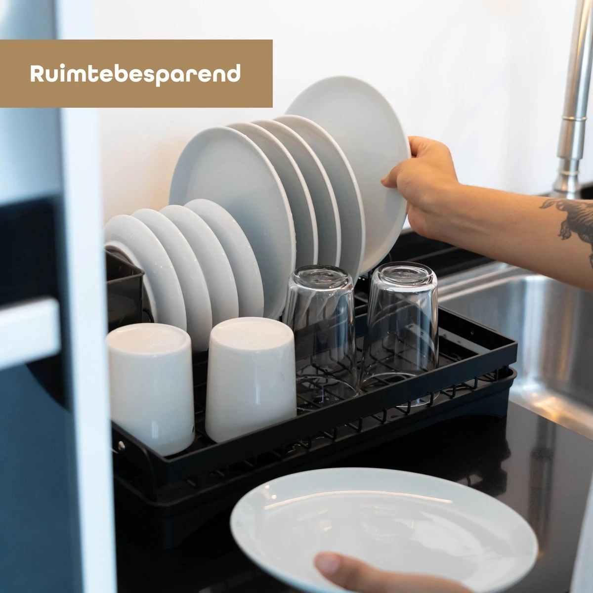 Baulk® - Afdruiprek - Afdruiprek Met Lekbak - Afwas - Droogrek Afwas - RVS - Bestekbak - Modern 3 Baulk® - Afdruiprek - Afdruiprek Met Lekbak - Afwas - Droogrek Afwas - RVS - Bestekbak - Modern - Afbeelding 3