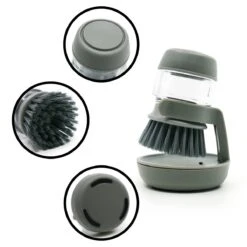 In Round Afwasborstel Met Zeepdispenser / Zeepreservoir – Inclusief Houder – Grijs – Afwas Borstel – Zeep Handborstel – Doseerpomp – Afwasmiddel Dispenser – Navulbaar -Dagelijkse Benodigdheden Verkoop 1200x1200 877