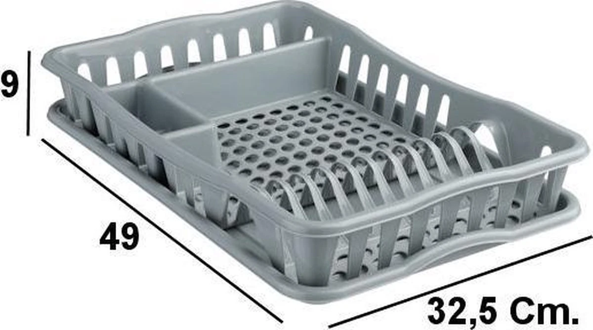 Merkloos Decopatent® Afdruiprek Voor Afwas - Afdruiprekje Met Lekbak - Kunststof Afdruipmat - Afwassen Borden & Bestek - 32.5x49x9 - Grijs 5 Merkloos Decopatent® Afdruiprek Voor Afwas - Afdruiprekje Met Lekbak - Kunststof Afdruipmat - Afwassen Borden & Bestek - 32.5x49x9 - Grijs - Afbeelding 5
