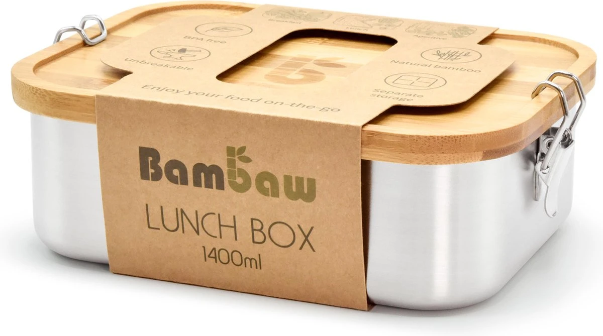 Bamboe Lunch Box 1400 Ml | Broodbox | Ecologisch | Roestvrijstalen Lunchbox | Bentobox No Leak | Smaakloos | Bamboe Grote Broodtrommel | Lunchbox Volwassenen | Lunchbox RVS Bamboe | Bambaw 2 Bamboe Lunch Box 1400 Ml | Broodbox | Ecologisch | Roestvrijstalen Lunchbox | Bentobox No Leak | Smaakloos | Bamboe Grote Broodtrommel | Lunchbox Volwassenen | Lunchbox RVS Bamboe | Bambaw - Afbeelding 2