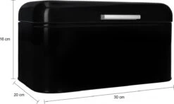 QUVIO Broodtrommel - Brooddoos - Brood Bewaren - Vershouddoos Voor Brood - Brooddoos - Klepdeksel - Scharnierdeksel - Zwart - Ijzer - 9,5 Liter Inhoud - 20 X 30 X 16 Cm -Dagelijkse Benodigdheden Verkoop 1200x715
