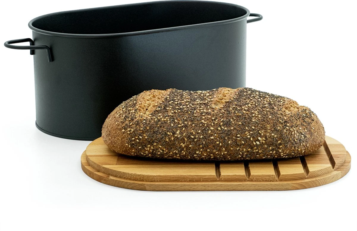 Industrial Living Broodtrommel-Brooddoos Met Snijplank-Brood Bewaren-Metaal-Hout 2 Industrial Living Broodtrommel-Brooddoos Met Snijplank-Brood Bewaren-Metaal-Hout - Afbeelding 2
