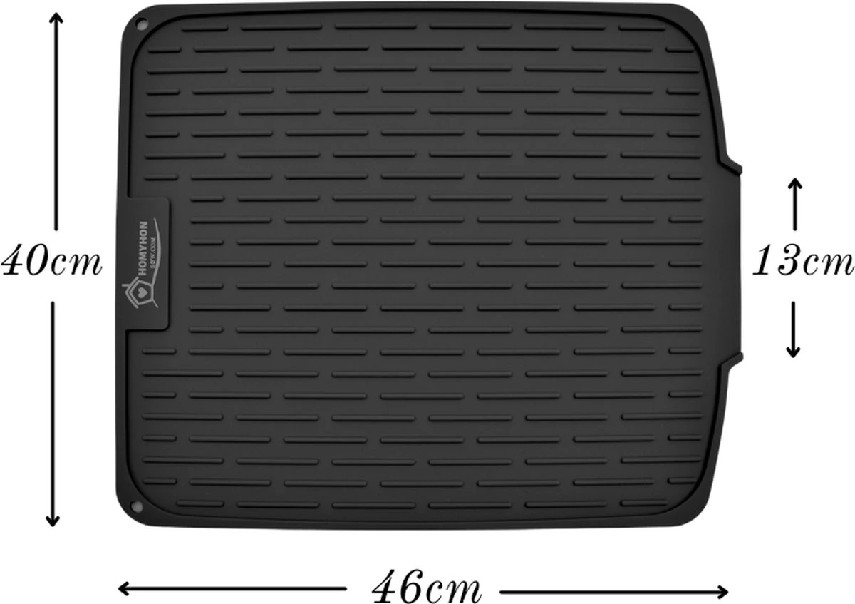 HOMYHON Afdruipmat -Afdruipmat Siliconen -Pannenonderzetter- Antislip -Hittebestendig - Aanrecht Mat -Siliconen Mat - 40 X 46 Cm - Zwart 2 HOMYHON Afdruipmat -Afdruipmat Siliconen -Pannenonderzetter- Antislip -Hittebestendig - Aanrecht Mat -Siliconen Mat - 40 X 46 Cm - Zwart - Afbeelding 2