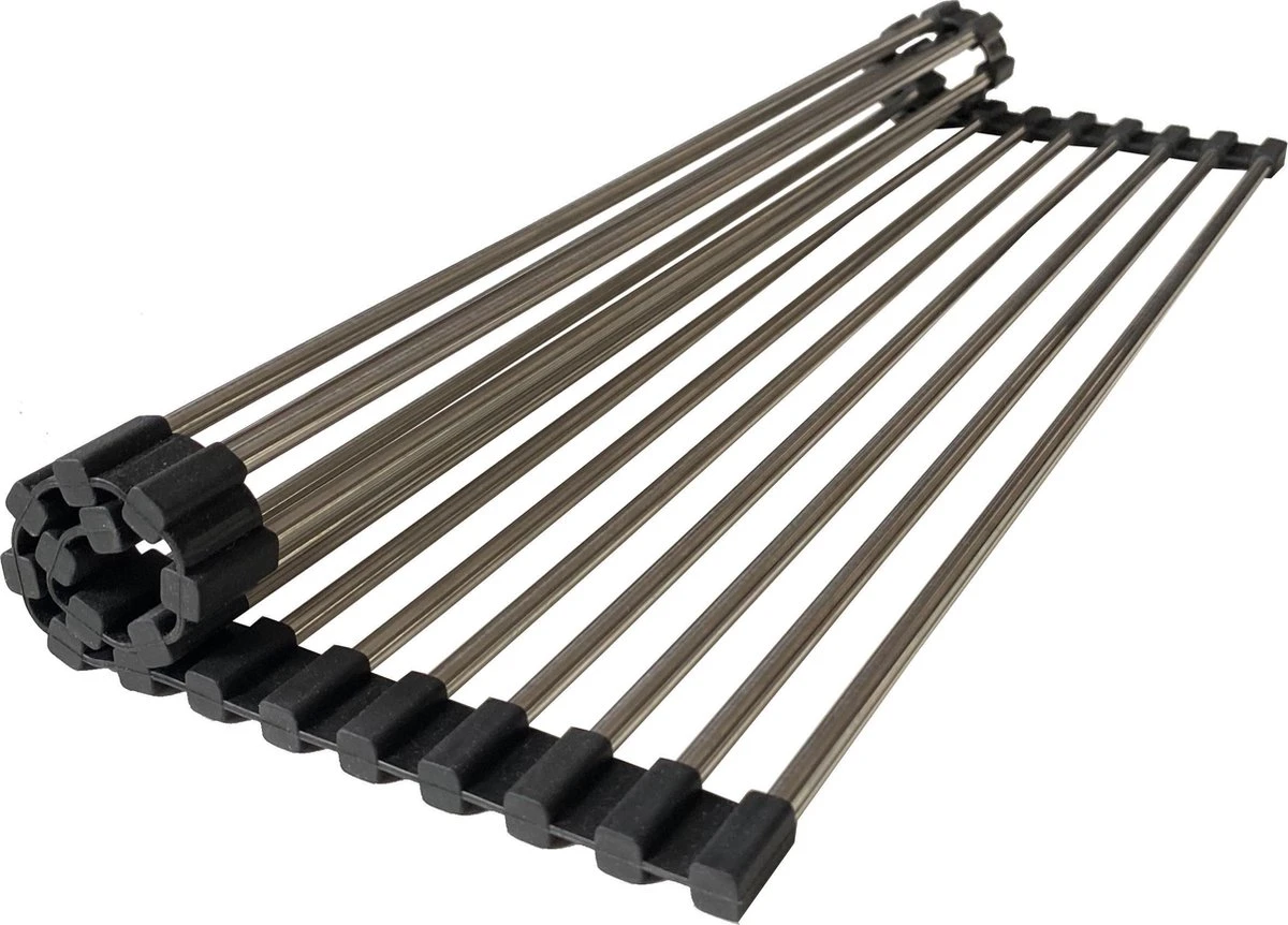 Highport Oprolbaar Vaat Droogrek - Scandinavisch Design - Opvouwbaar Hittebestendig Roestvrijstalen Keuken Afdruiprek - Vaatwasser Geschikt - Sterke 18-staafs Onderzetter - Foodgrade Materiaal 2 Highport Oprolbaar Vaat Droogrek - Scandinavisch Design - Opvouwbaar Hittebestendig Roestvrijstalen Keuken Afdruiprek - Vaatwasser Geschikt - Sterke 18-staafs Onderzetter - Foodgrade Materiaal - Afbeelding 2