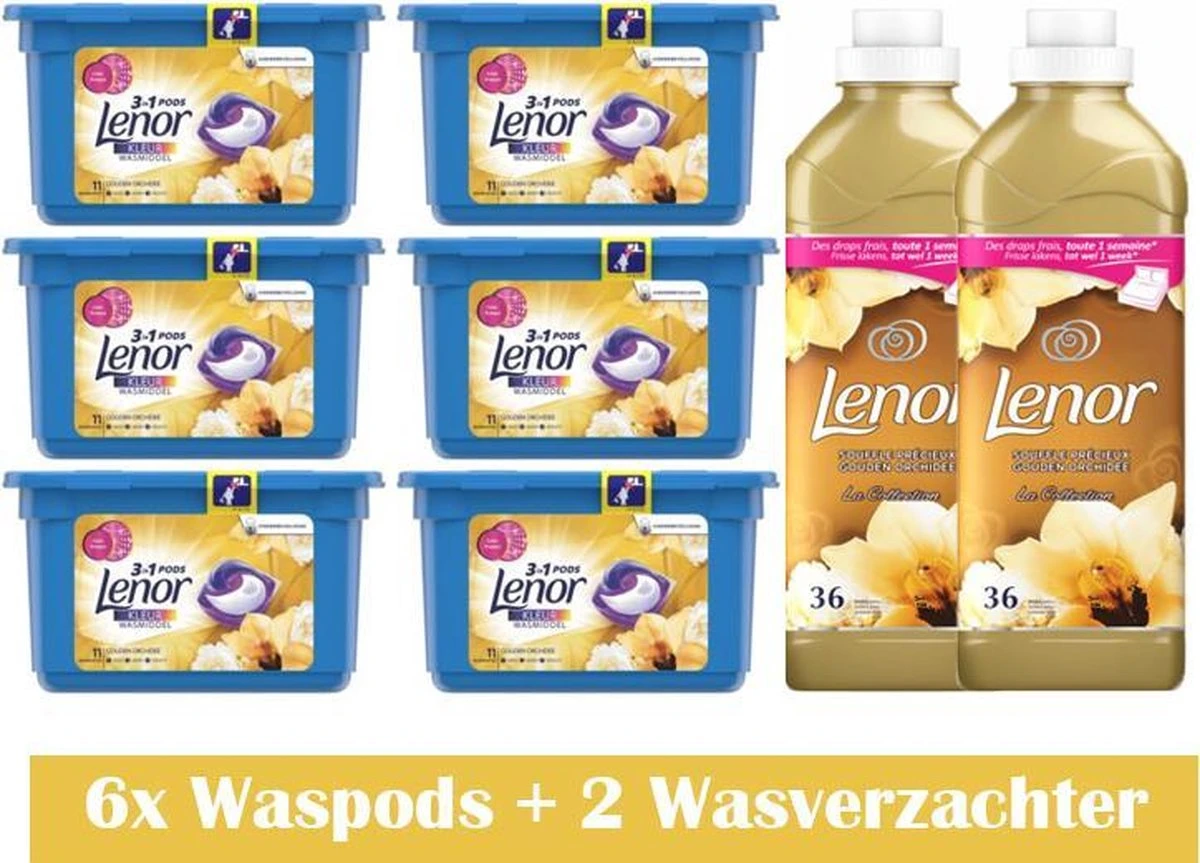 Lenor Gouden Orchidee Set 6x Waspods - 2x Wasverzachter 1 Lenor Gouden Orchidee Set 6x Waspods - 2x Wasverzachter