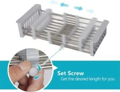 IBright Verstelbare Keukenrek - Gootsteen Mand - Afdruiprek – Vergiet – Verstelbaar In Lengte - Uitschuifbaar - RVS Grijs -Dagelijkse Benodigdheden Verkoop 1200x925