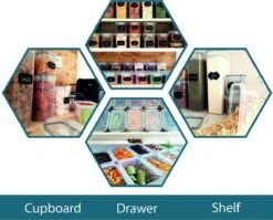 Empyrea Set Van 24 Luchtdichte Vershouddozen, Voorraad Bussen Opslag En Organisatie, Keuken En Voedselcontainer, Voorraadpotten Van Kunststof, BPA-vrij, 72 Etiketten, 3 Markers En 8 Lepels Meegeleverd | Keuken Organizer Voorraadcontainers -Dagelijkse Benodigdheden Verkoop 1200x966 4