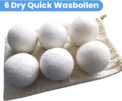 DRYQUICK Drogerballen- Wasbollen- Duurzaam Schapenwol - Herbruikbaar- 6 XL Wasballen Wit -Dagelijkse Benodigdheden Verkoop 1200x997 1