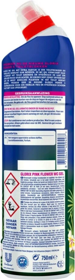Glorix WC Powergel Toiletreiniger Pink Flower - 6 X 750 Ml - Voordeelverpakking -Dagelijkse Benodigdheden Verkoop 324x1200