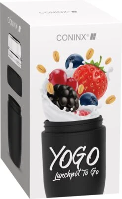 Coninx Yoghurtbeker To Go - Muesli Beker To Go - Lunchbeker - Mueslibeker 640ml (450ml+190ml) - Zwart -Dagelijkse Benodigdheden Verkoop 735x1200 1