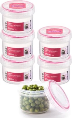Lock&Lock Voorraadbussen - Vershoudbakjes - Bewaardozen Voedsel - Sausbakjes Met Deksel - Dressing Bakje - Kruidenpotjes - Babyvoeding Bewaarbakjes - 150 Ml - Rond - Luchtdicht - BPA Vrij - Set Van 6 Stuks
