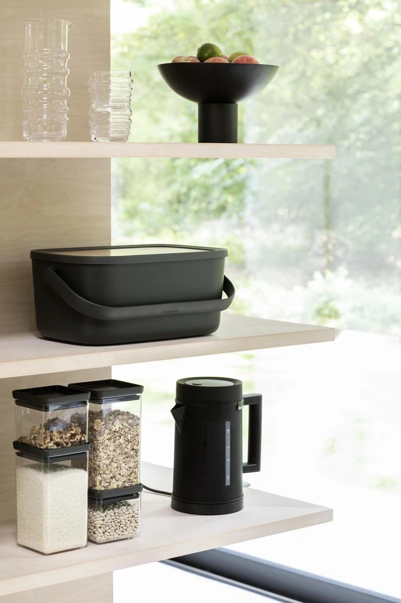 Brabantia Nic Broodtrommel - Met Bamboe Deksel - Dark Grey 11 Brabantia Nic Broodtrommel - Met Bamboe Deksel - Dark Grey - Afbeelding 11