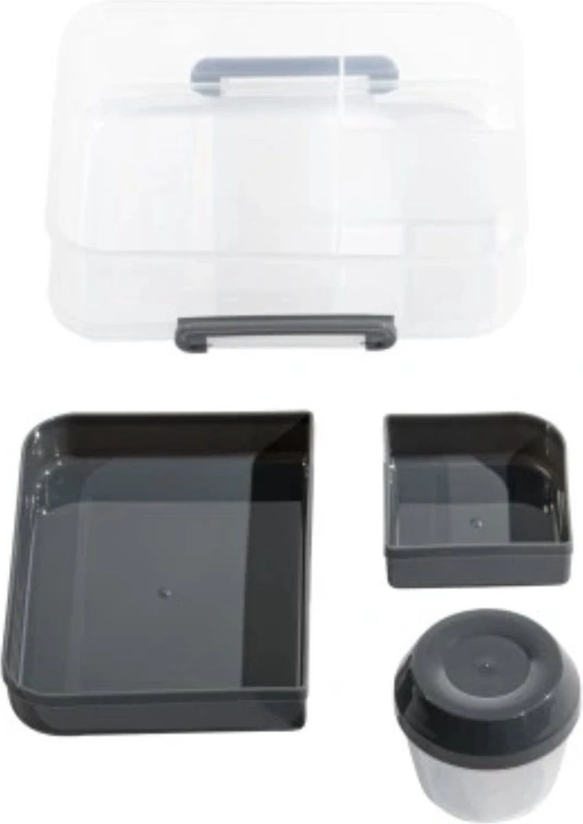 Lunchbox - Broodtrommel Inclusief Sausbeker - 3 Compartimenten - Saladebox - Brooddoos Met Yoghurtpotje 3 Lunchbox - Broodtrommel Inclusief Sausbeker - 3 Compartimenten - Saladebox - Brooddoos Met Yoghurtpotje - Afbeelding 3