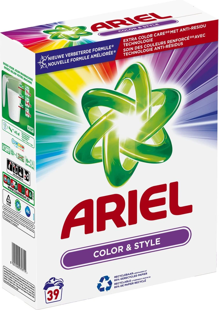 Ariel Color Waspoeder - 3 X 39 Wasbeurten - Voordeelverpakking 3 Ariel Color Waspoeder - 3 X 39 Wasbeurten - Voordeelverpakking - Afbeelding 3