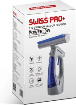 Swiss Pro+ Ruitenreiniger 3 In 1 WV 2 Blue Edition Window Vac - Ca. 120 M² - Waterzuiger - Incl. Smalle Zuigmond - Oplaadbaar - Raamwisser - Streeploos - Clicksystem - 2 Microvezeldoekjes - Met Sprayfunctie - Low Noise - Hepafilter -Dagelijkse Benodigdheden Verkoop 870x1200 2