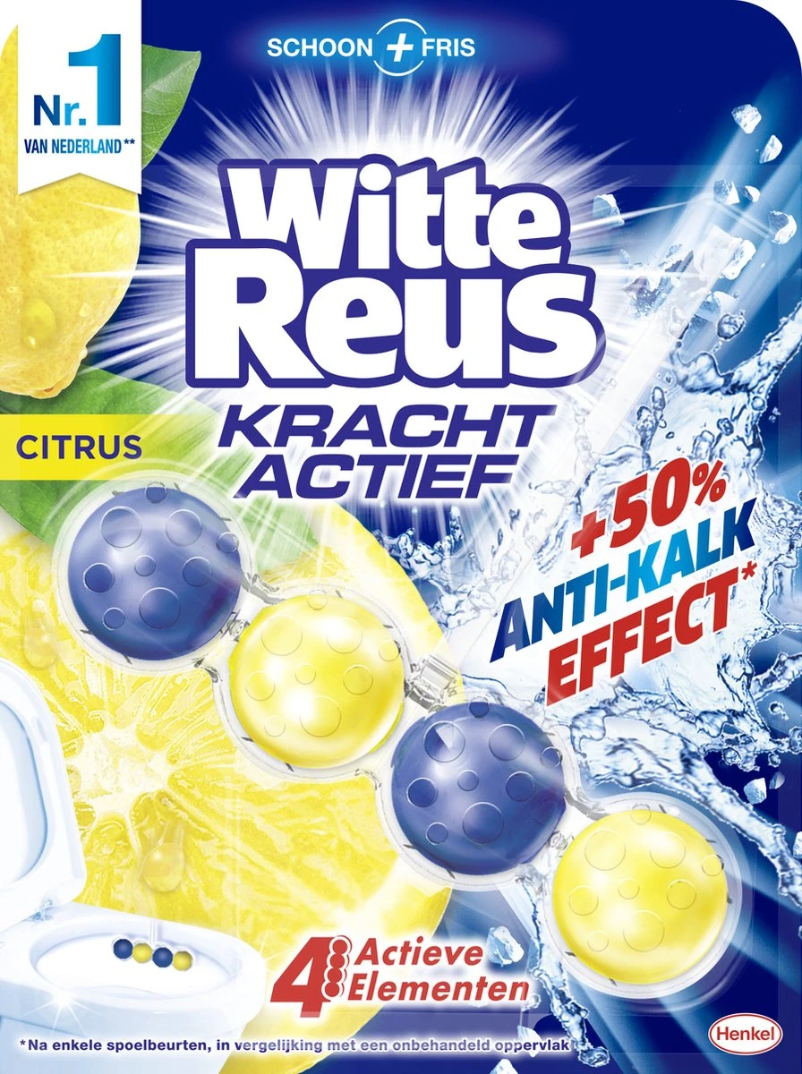 Witte Reus Kracht Actief Toiletblok - Citrus - WC Blokjes Voordeelverpakking - 10 Stuks 2 Witte Reus Kracht Actief Toiletblok - Citrus - WC Blokjes Voordeelverpakking - 10 Stuks - Afbeelding 2