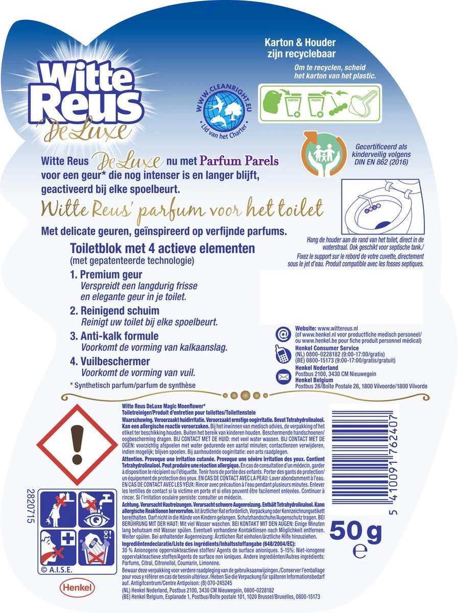 Witte Reus DeLuxe Toiletblok - Magic Moonflower - WC Blokjes Voordeelverpakking - 10 Stuks 6 Witte Reus DeLuxe Toiletblok - Magic Moonflower - WC Blokjes Voordeelverpakking - 10 Stuks - Afbeelding 6