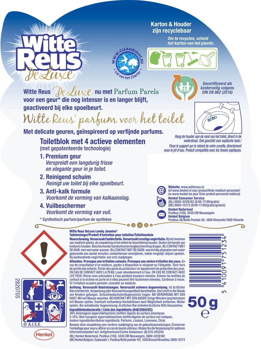 Witte Reus DeLuxe Toiletblok - Lovely Jasmine - WC Blokjes Voordeelverpakking - 10 Stuks 9 Witte Reus DeLuxe Toiletblok - Lovely Jasmine - WC Blokjes Voordeelverpakking - 10 Stuks - Afbeelding 9