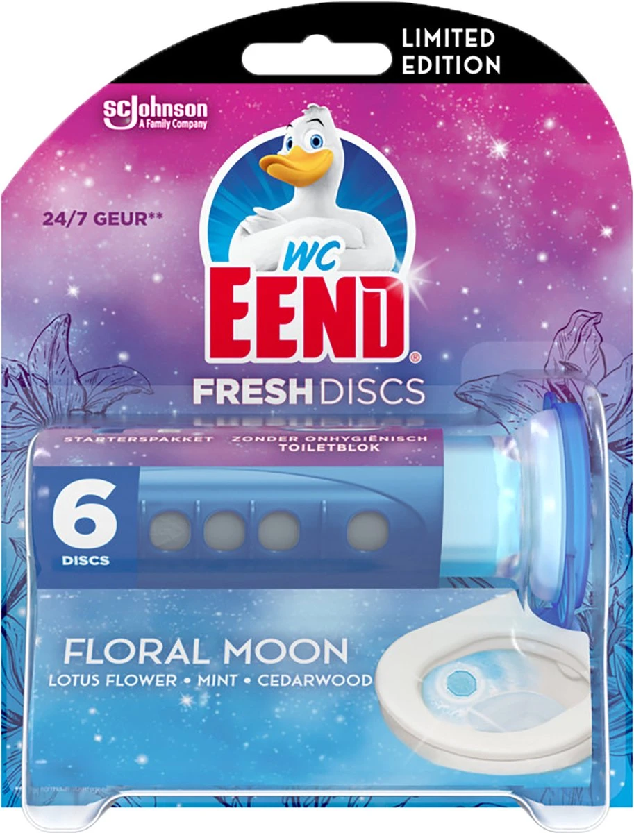 WC-Eend Fresh Discs Floral Moon + Navulling 12 Discs 2 WC-Eend Fresh Discs Floral Moon + Navulling 12 Discs - Afbeelding 2